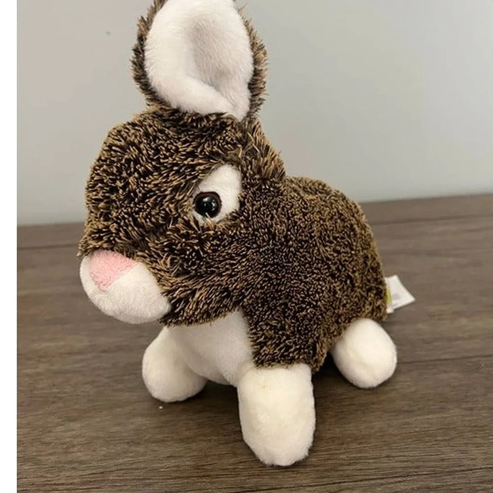 Animal‎ Adventure Brown and White Bunny Rabbit Plush Pink Nose 9